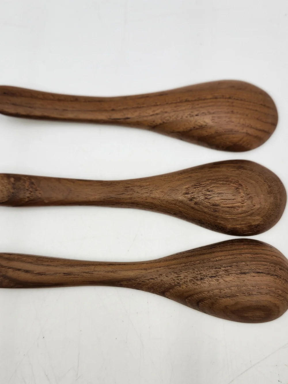 Set of 3 Handcrafted Wooden Spoons Wood Condiment Serving  Small- Brown